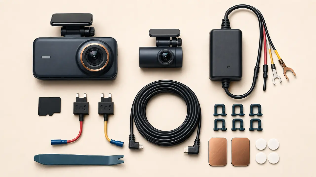 Dash cam installation kit components