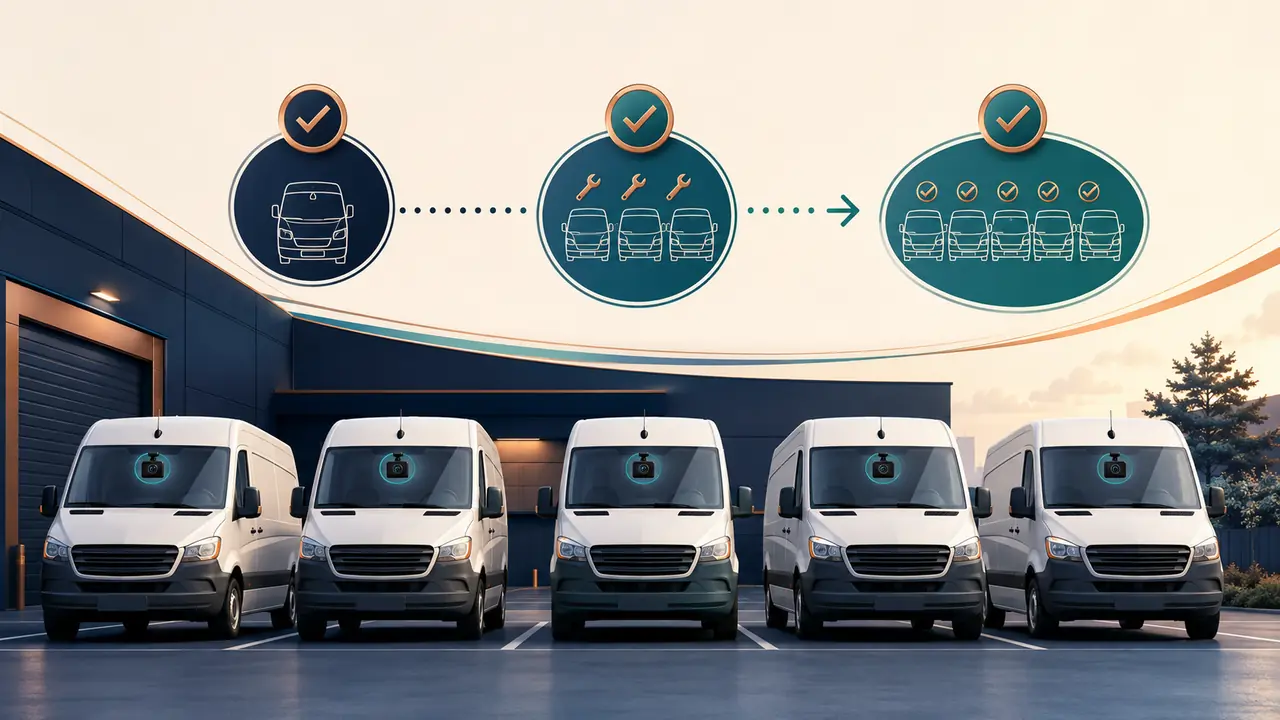 Fleet dash cam installation rollout illustration