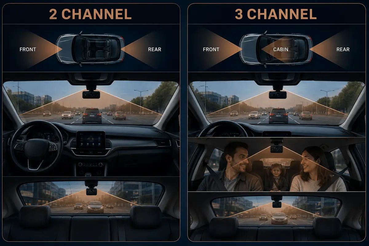 Two-channel front rear coverage compared with three-channel front cabin rear coverage